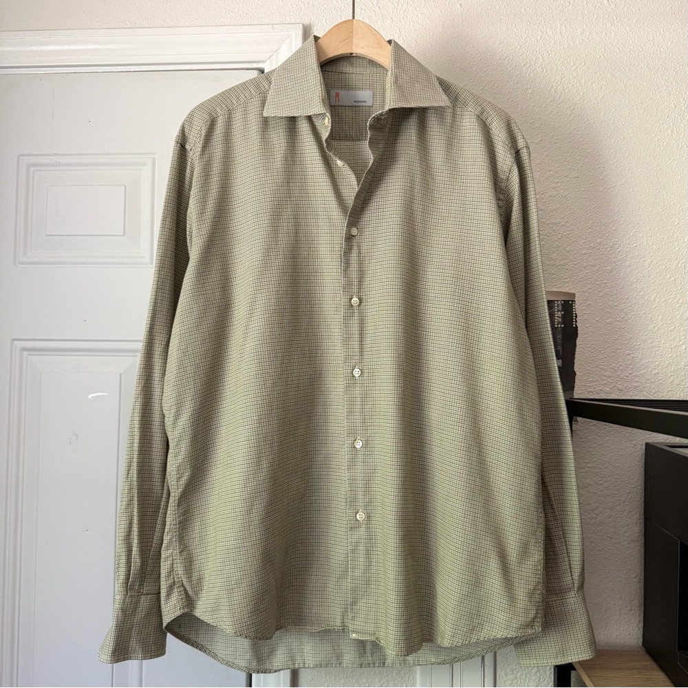 MISSONI vintage men’s cream brown tan long‎ sleeve button up shirt